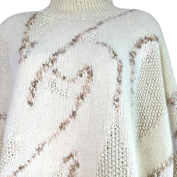 Vtg Lauren Hansen Hand Knitted Wool Angora Blend Abstract Sweater‎ Size Medium - Picture 3 of 7